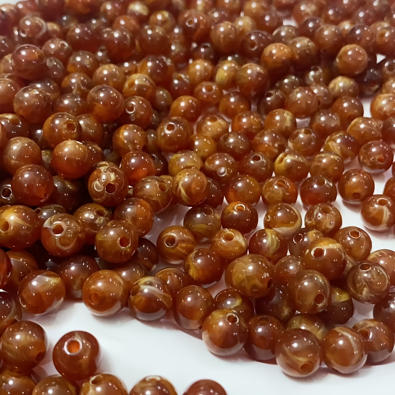8mm Dark Brown & Two-Tone Imitation Agate Round Spacer Beads
